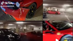 Tiktoker rozbił Ferrari driftując pod marketem. Teraz założył zrzutkę na zderzak. Szczyt żenady?