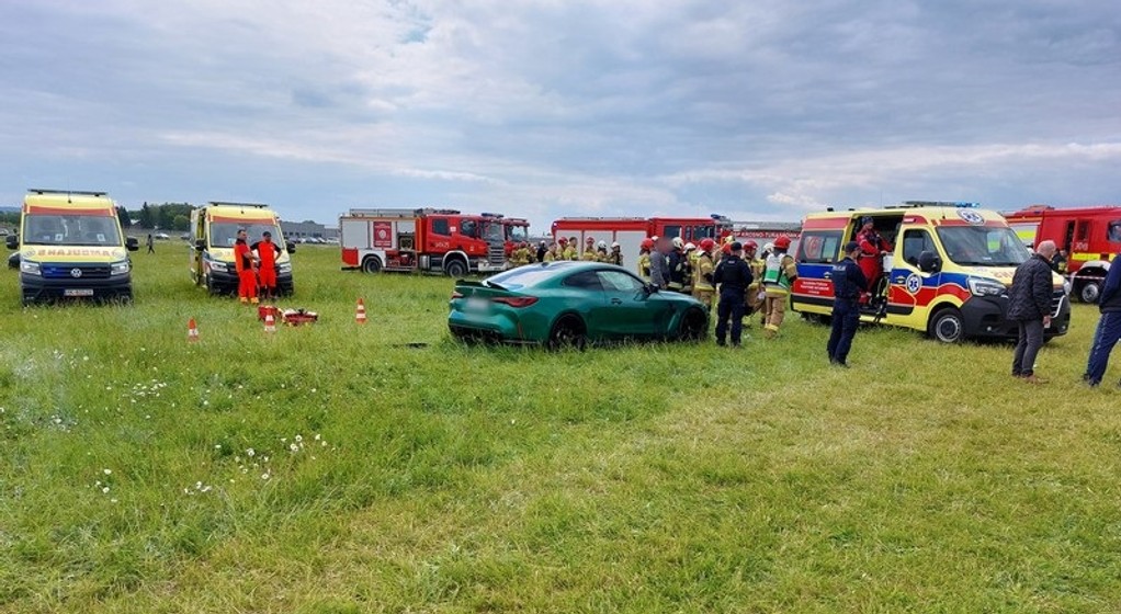 Wypadek na lotnisku w Krośnie