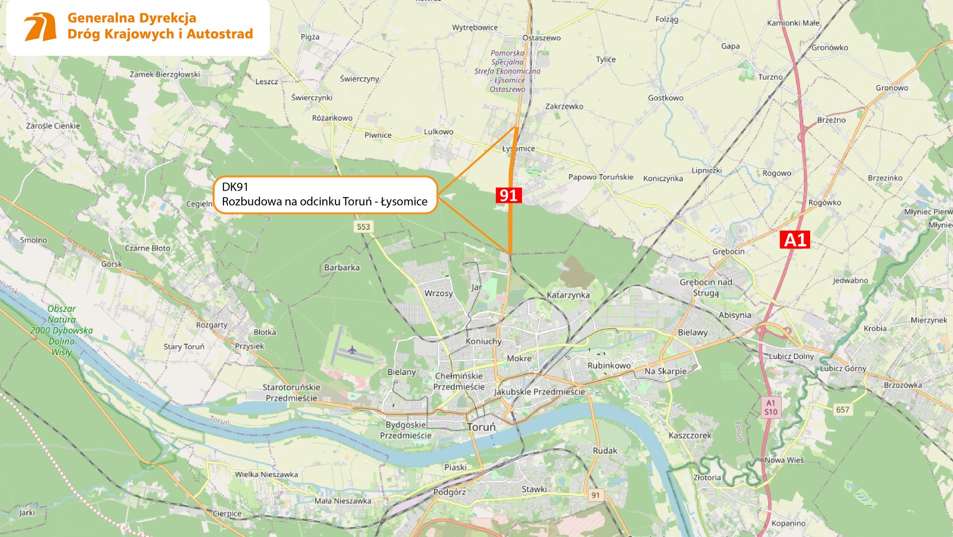Rozbudowa DK91 Łysomice - Toruń