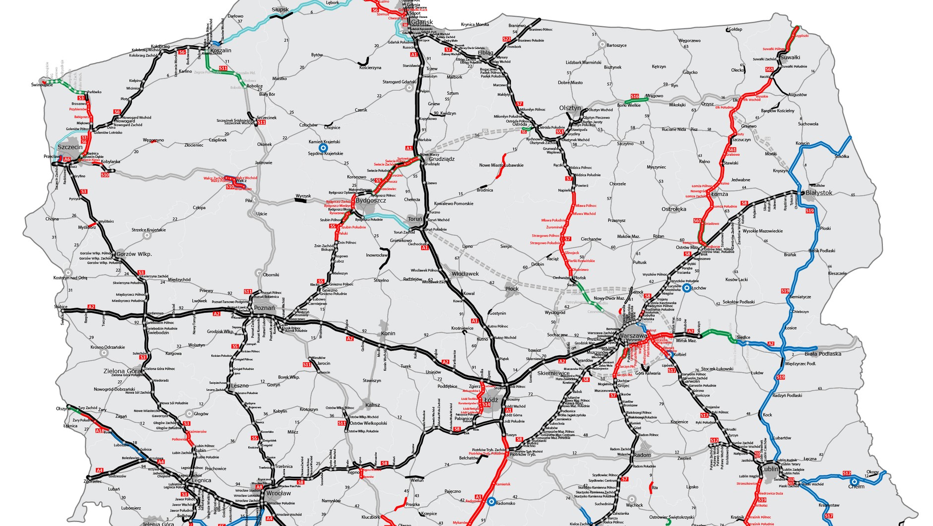 Aktualna mapa stanu polskich dróg