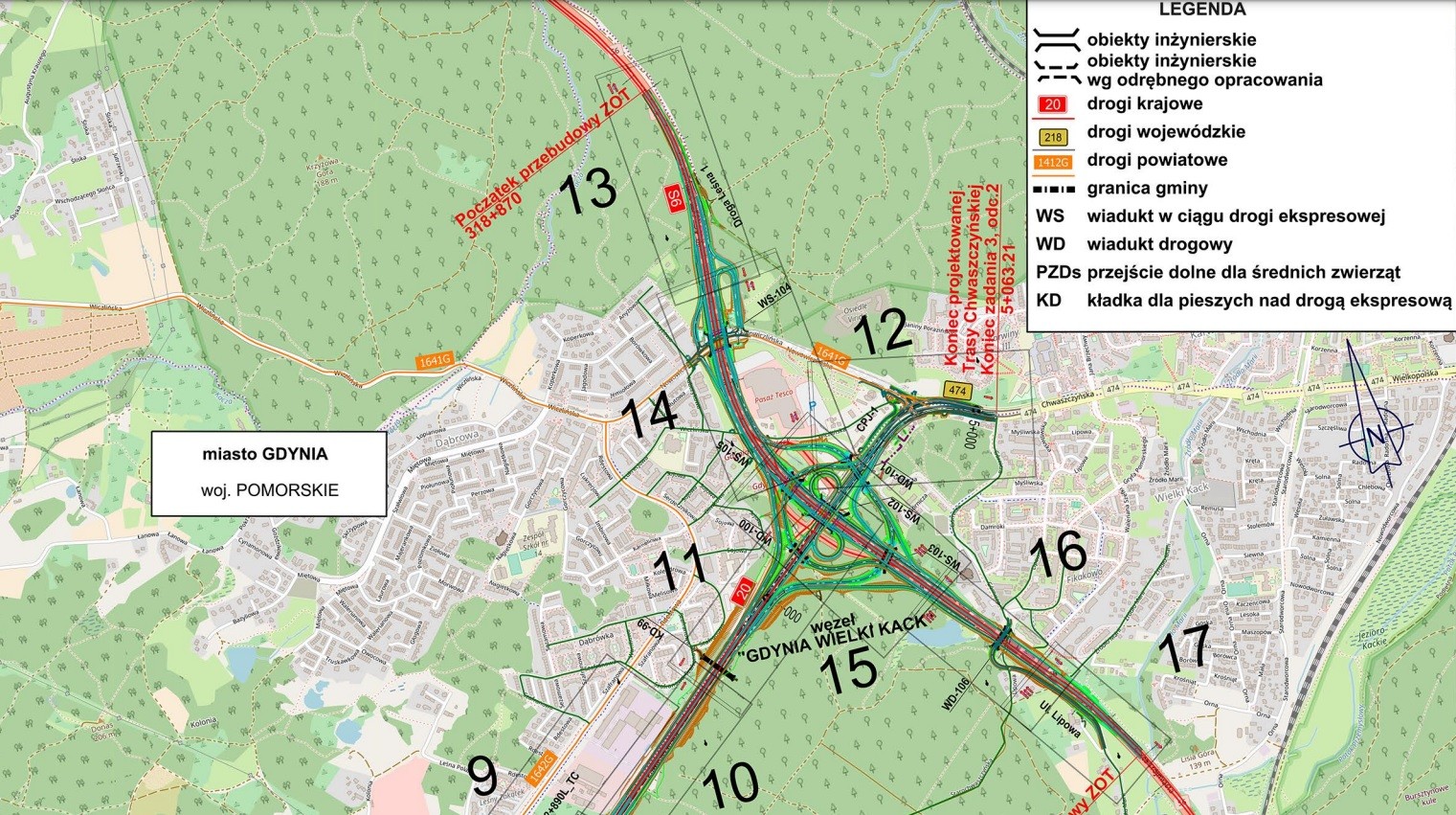 Plan budowy węzła Gdynia Wielki Kack na trasie S6