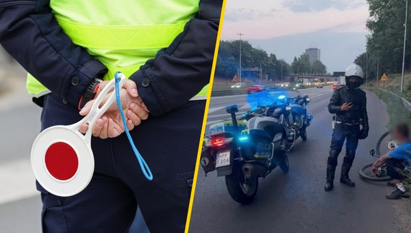 Pijany rowerzysta na autostradzie A4