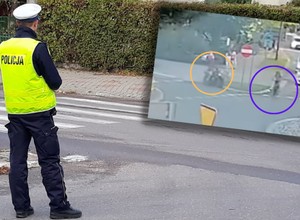 Motocyklista potrącił rowerzystę i uciekł pieszo. Wszystko się nagrało