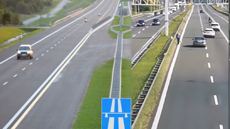 Pieszy na autostradzie