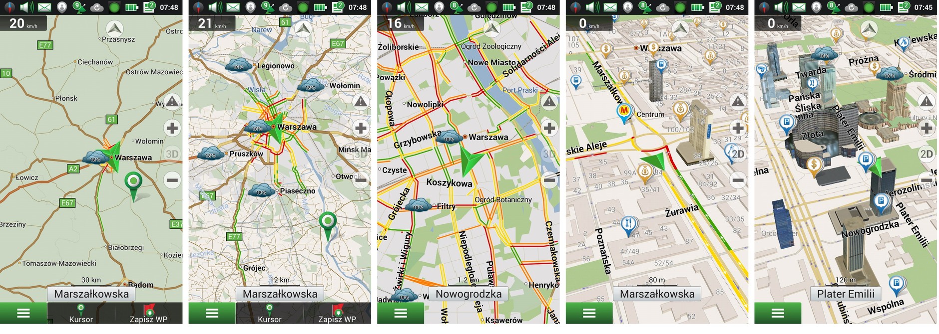Gdzie występują korki po drodze? Podgląd mapy z widoczną wizualizacją natężenia ruchu.