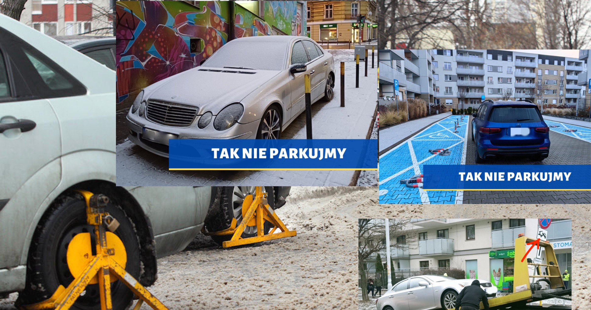 Przykłady nieprawidłowego parkowania