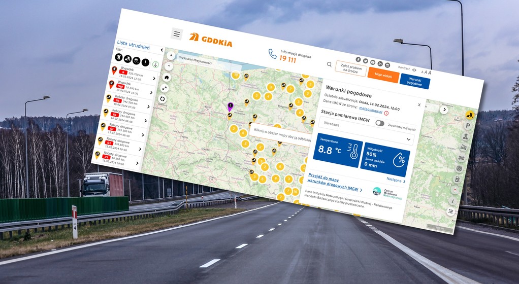 Mapy GDDKiA - polska droga