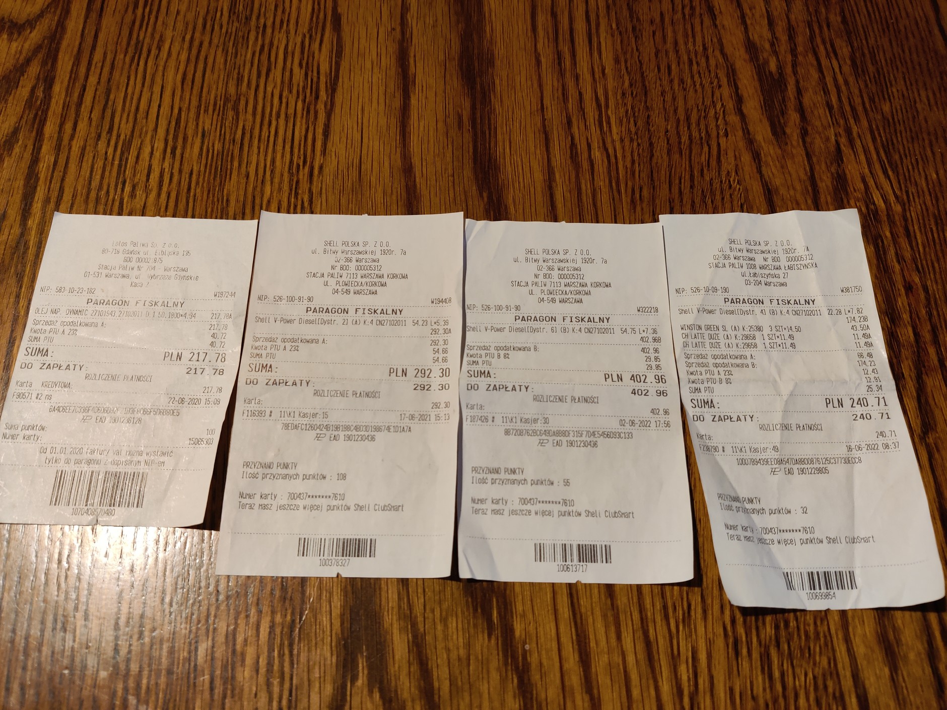 Choć na każdym paragonie jest inna suma, najbardziej interesuje nas kwota za litr ON