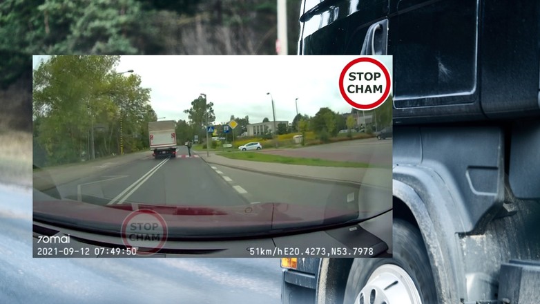 Pieszy otarł się o śmierć Ciężarówka o mało go nie staranowała