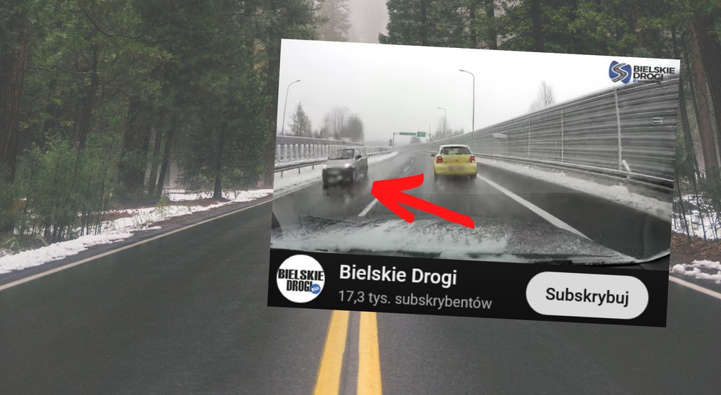 Kierowca jechał pod prąd (fot. screen z YouTube/Bielskie Drogi)
