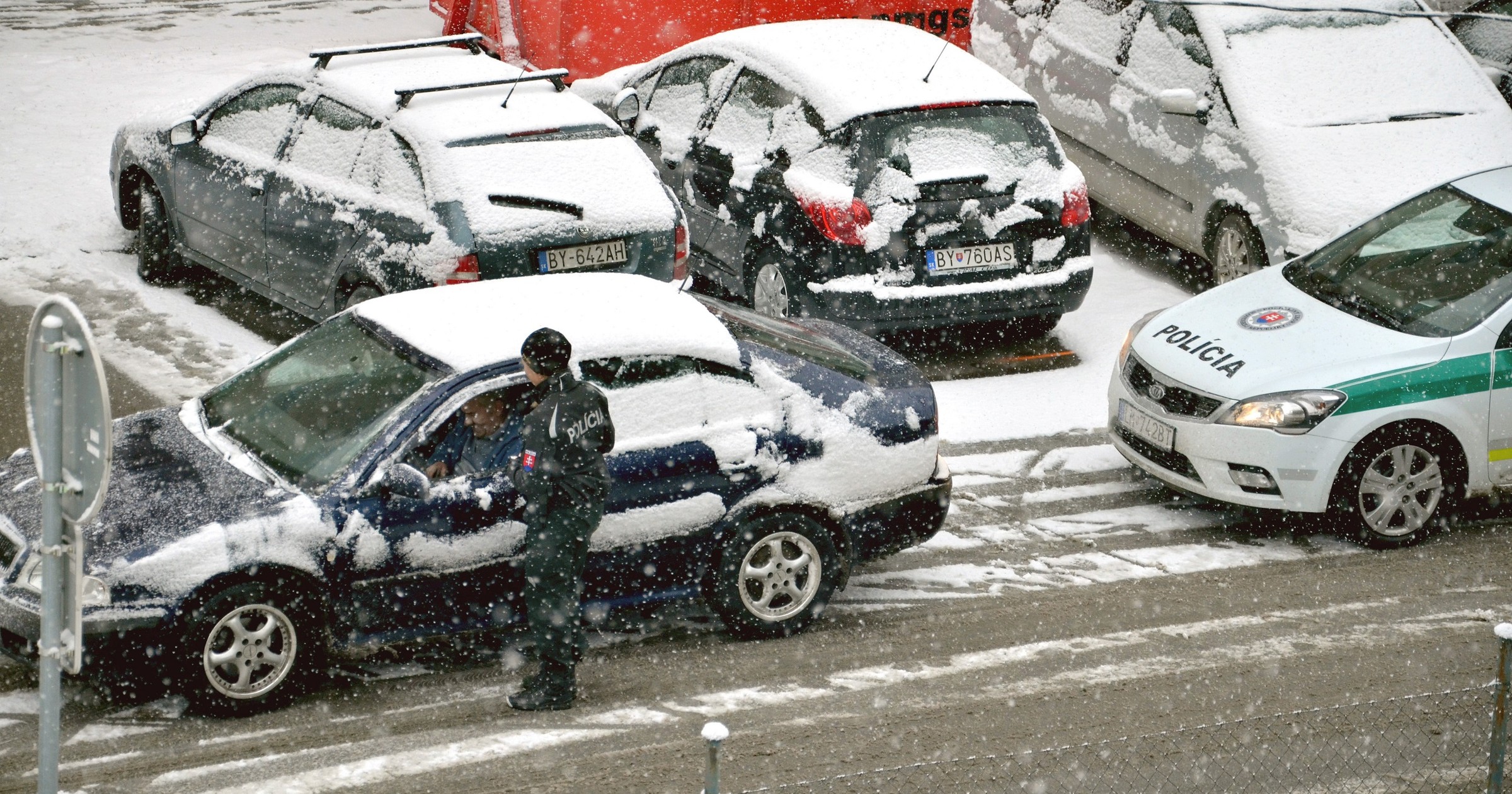 Słowacka policja. Zimowa kontrola drogowa