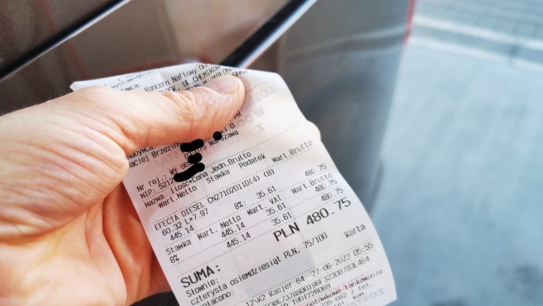 Rachunek za tankowanie na stacji Orlen – bez zniżki