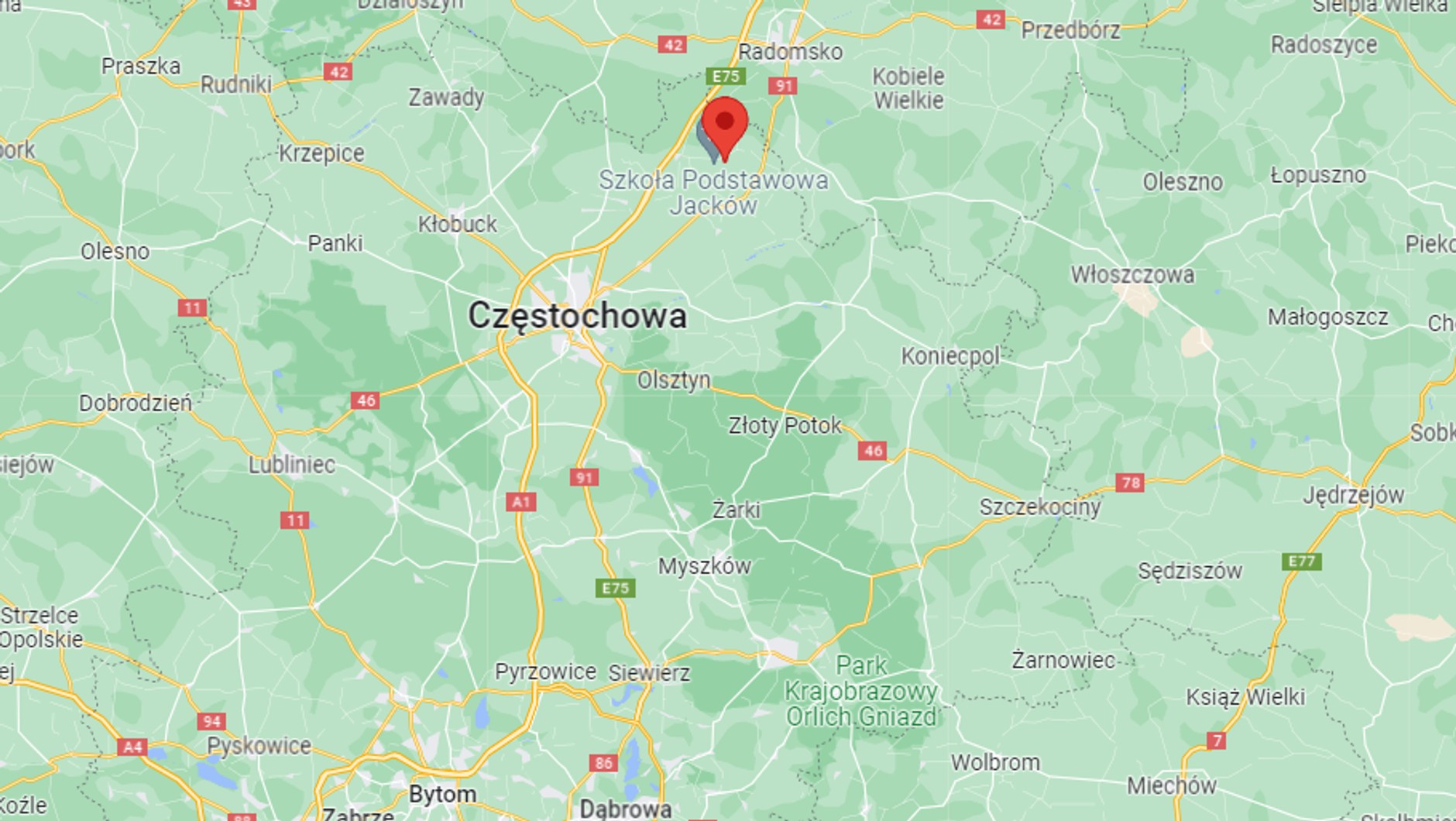 Położenie miejscowości Jacków