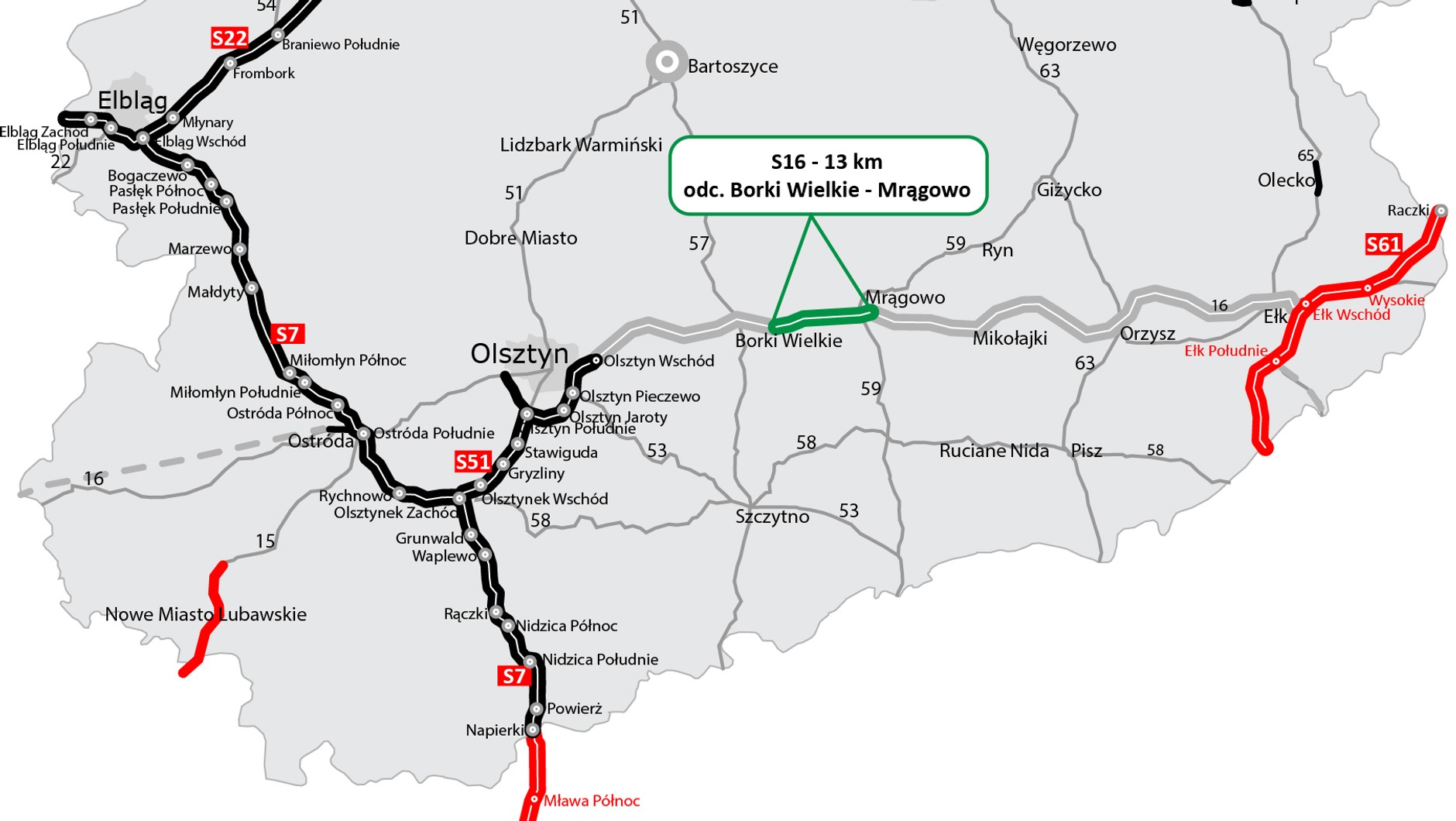 S16 Borki Wielkie - Mrągowo popr