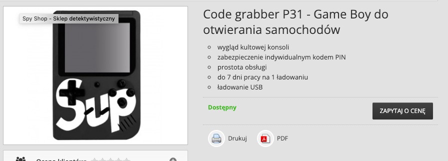 Game Boy – urządzenie do otwierania aut udające zabawkę. Można je kupić w specjalistycznych sklepach, choć oficjalnie sprzedaż jest dozwolona tylko w przypadku służb czy koncesjonowanych specjalistów. Złodzieje potrafią ominąć te ograniczenia.