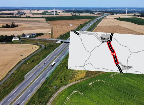 Autostrada A1 pomiędzy Toruniem i Włocławkiem będzie szersza. Rozstrzygnięto przetarg