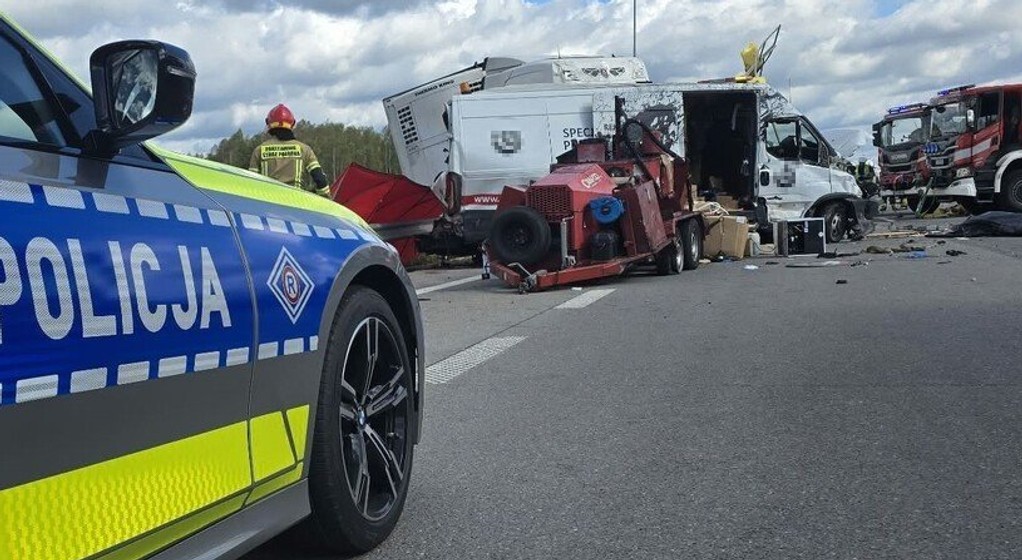 Wypadek na A1 w Mykanowie