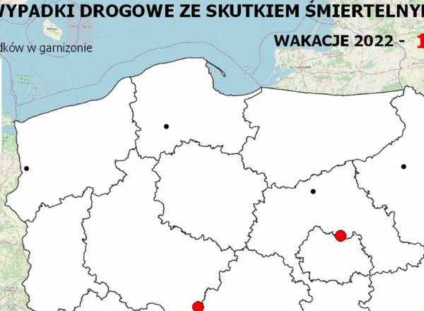 12 zabitych od początku wakacji. Znowu działa policyjna mapa wypadków drogowych