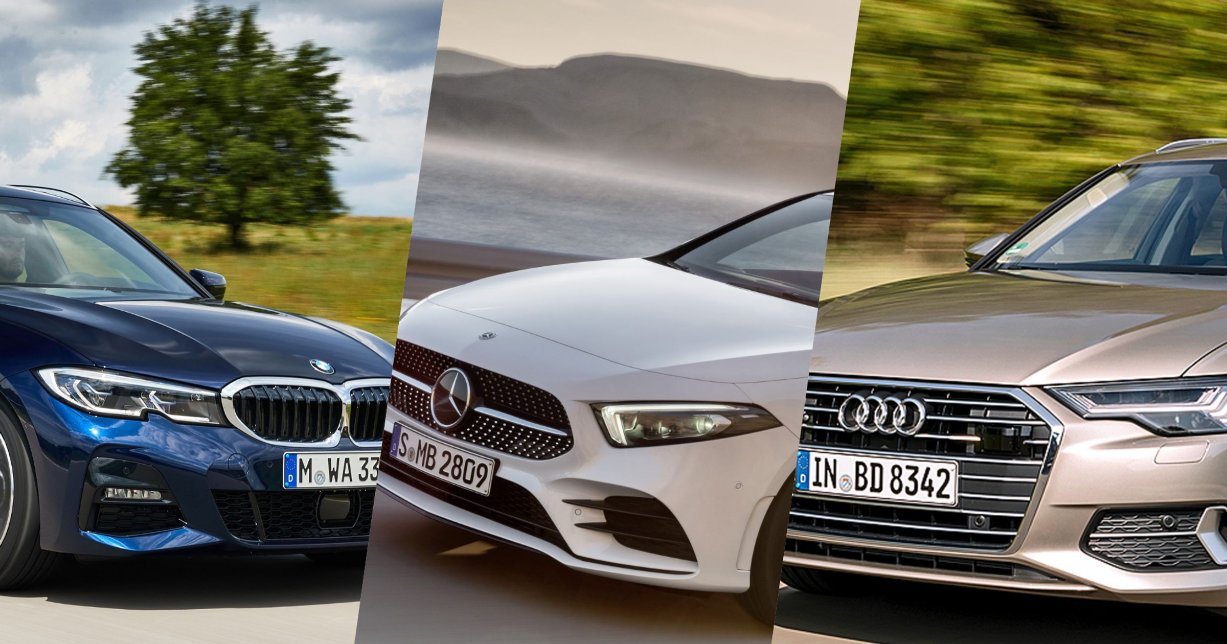 Od lewej: BMW serii 3, Mercedes klasy A i Audi A6