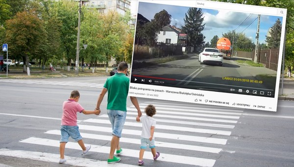 Kierowca Alfy Romeo nieomal staranował pieszych na przejściu