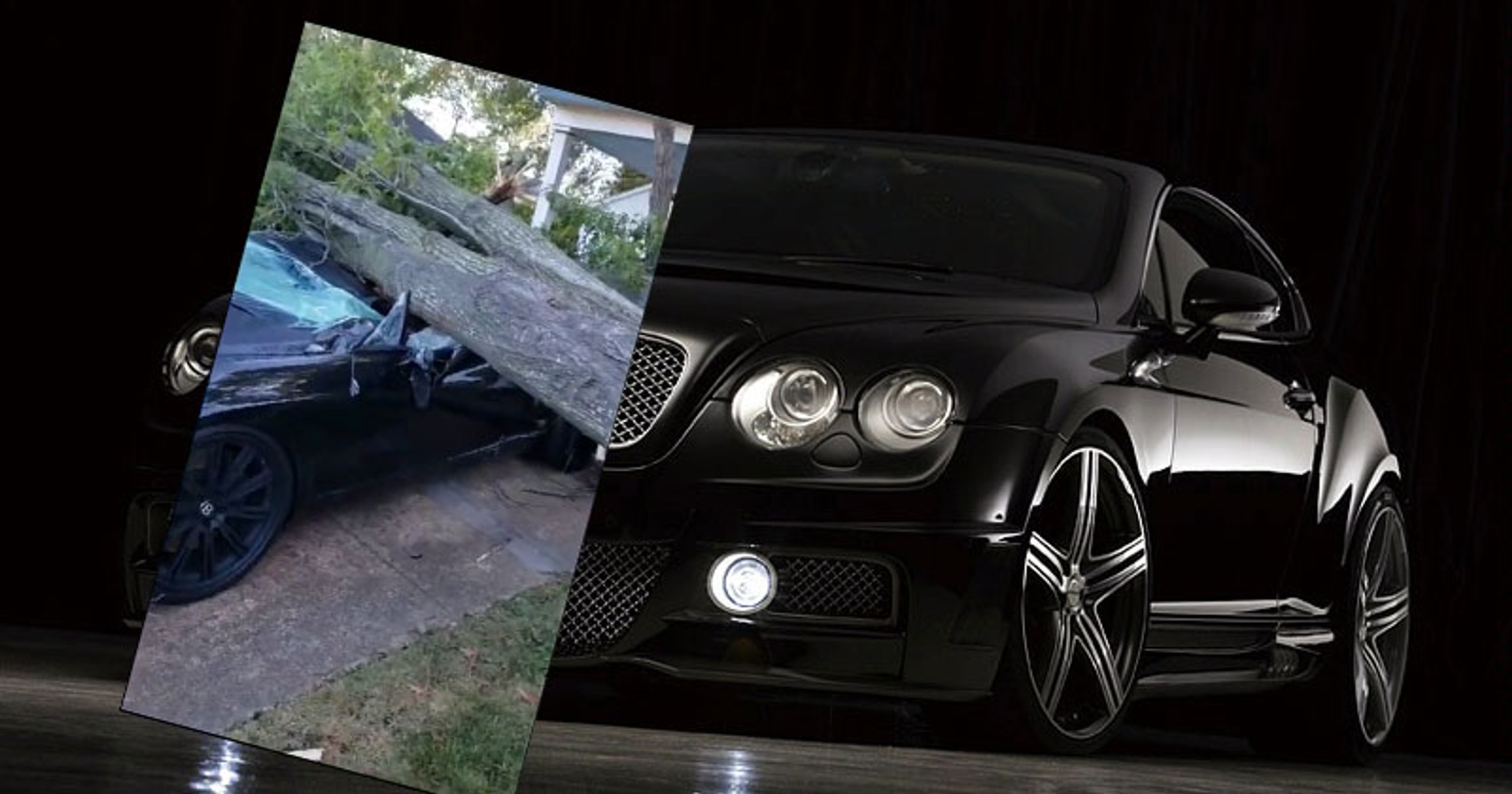 Bentley-zmiażdżony-przez-drzewo