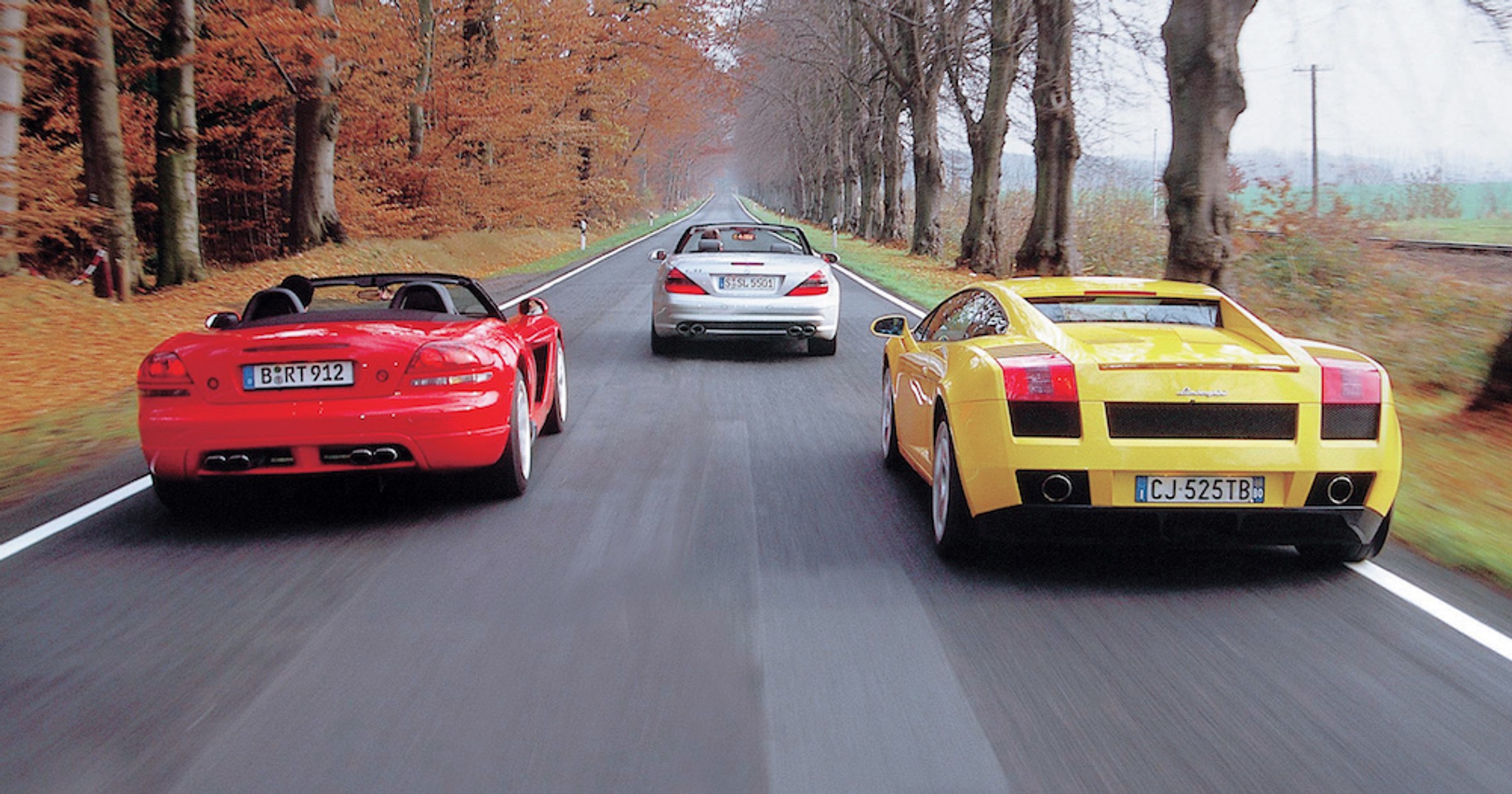 Dodge Viper, Lamborghini Gallardo, Mercedes SL 55 AMG