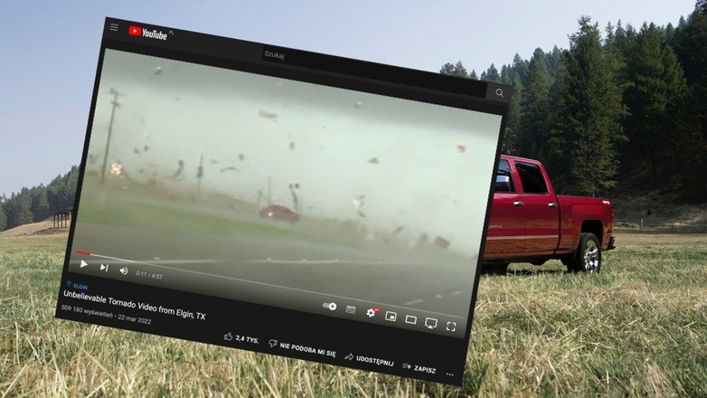 Chevrolet Silverado podczas tornada