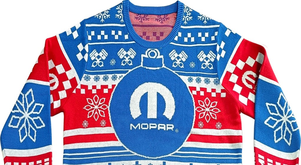 Brzydki świąteczny sweter Mopar