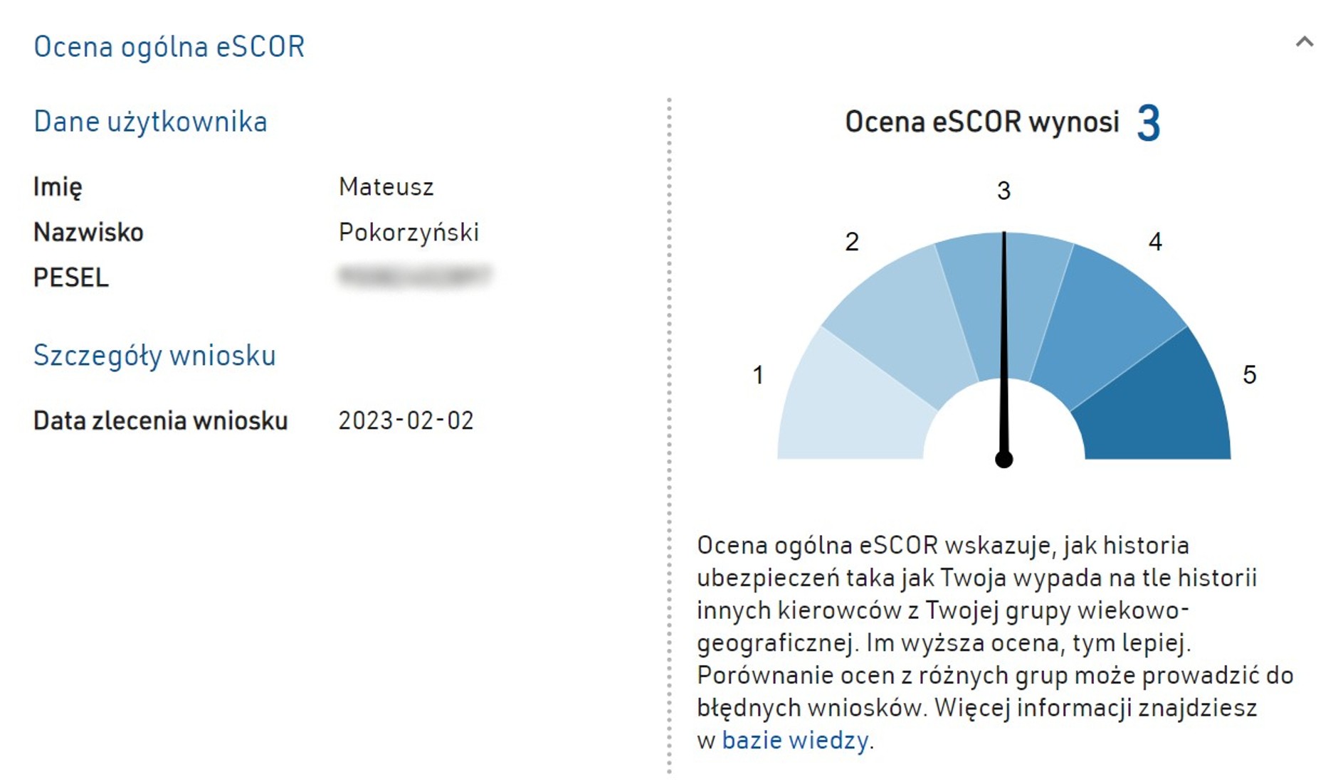 Zrzut ekranu eSCOR