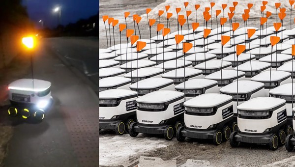Robot dostarczający przesyłki miał problem na drodze. Nie zgadniesz, co zrobił! [Nagranie]