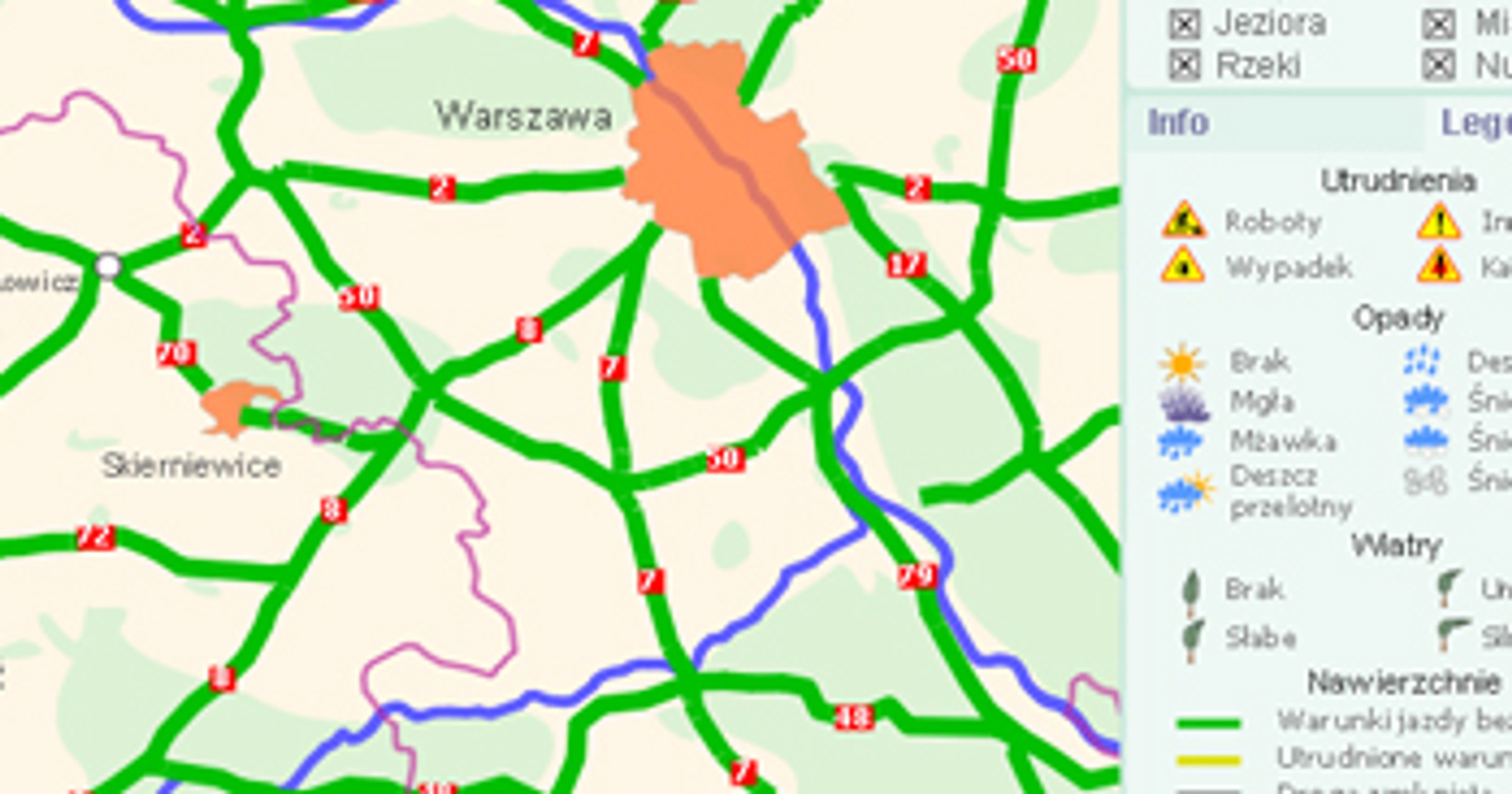 Mapa warunków drogowych