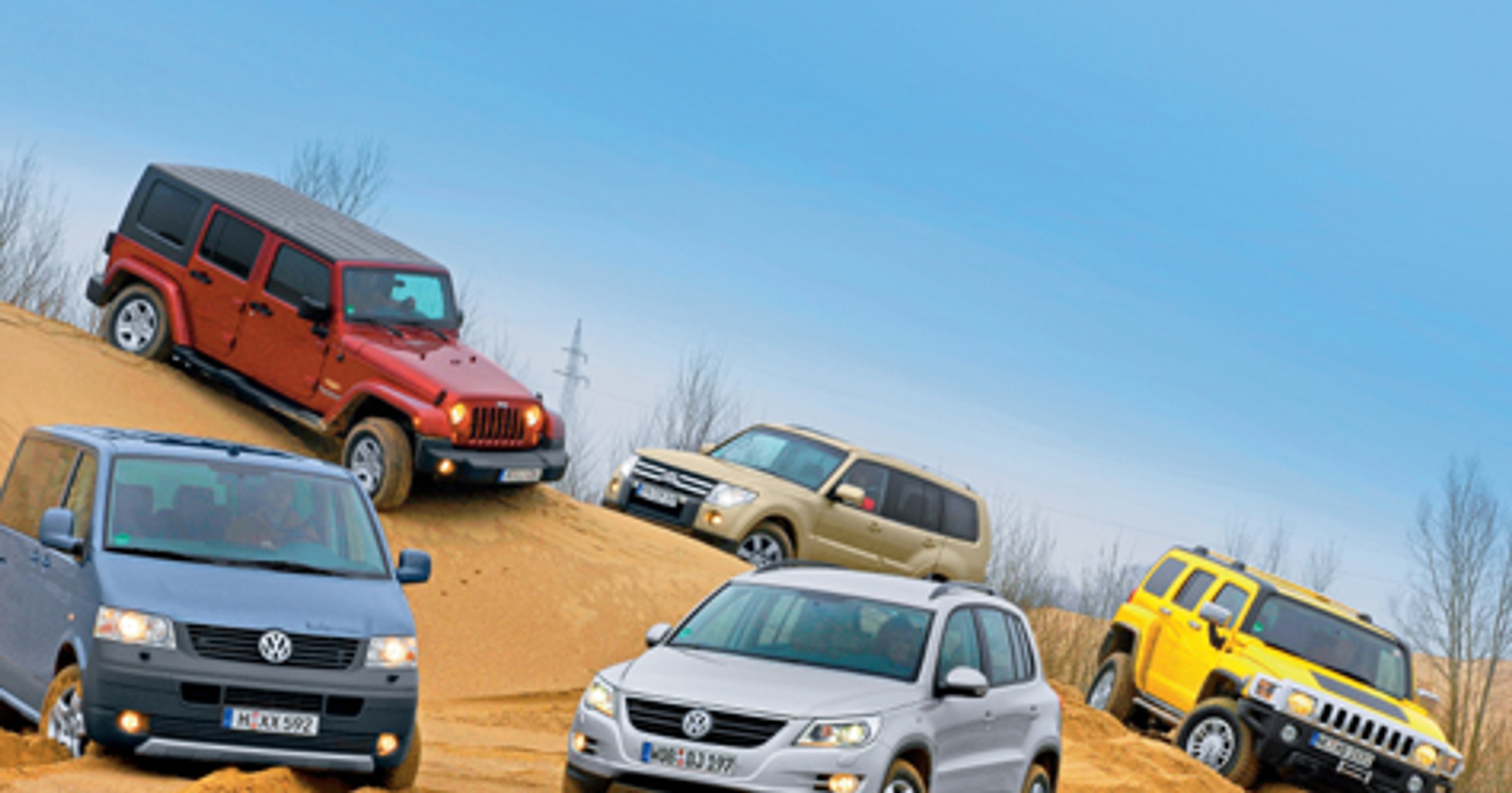 Hummer kontra Volkswagen Tiguan, VW Multivan, Mitsubishi Pajero i Jeep Wrangler: Porównanie terenówek za 200 000 zł