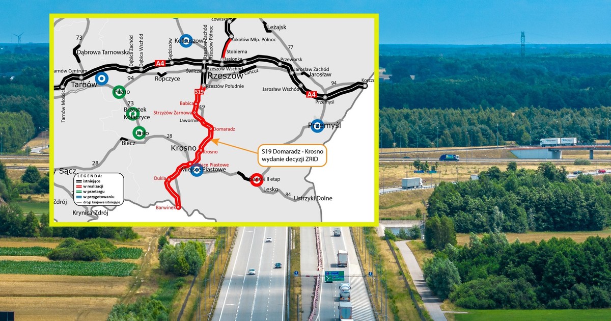 Droga S19 Domaradz - Krosno na mapie