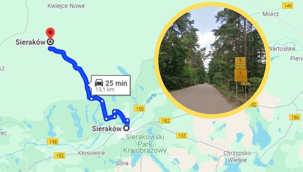 Najdziwniejsza droga wojewódzka w Polsce. Kierowców wita "złowroga" tablica