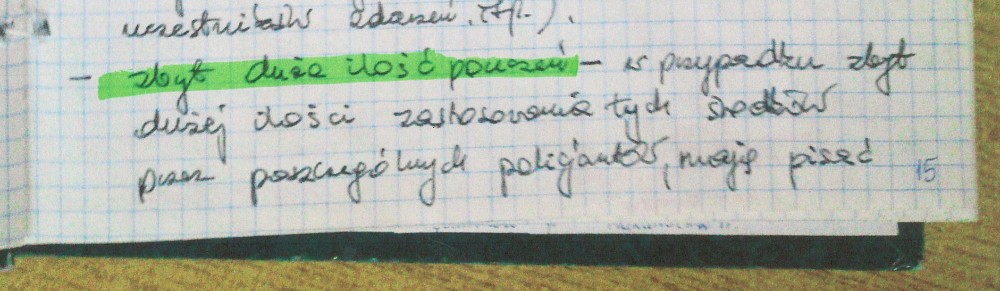 Fragment policyjnej notatki służbowej