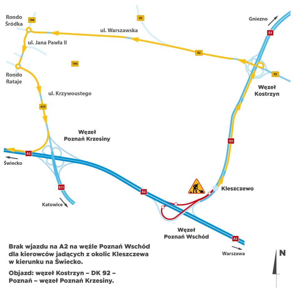 Utrudnienia na trasie A2 i S5. Mapa objazdów