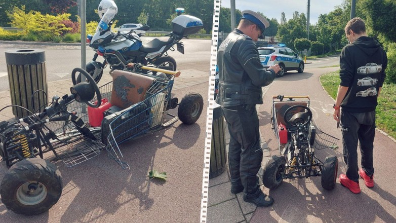Wózek sklepowy przerobiony przez 19-latka na sportowy bolid