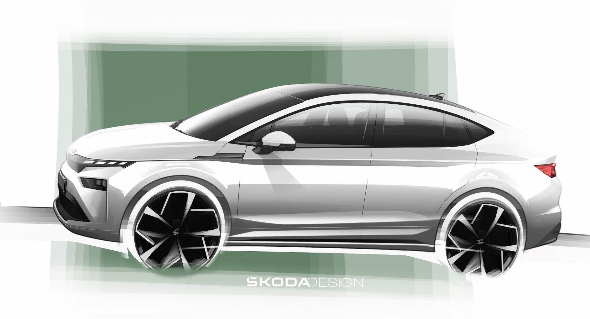 Skoda Enyaq po liftingu - szkic
