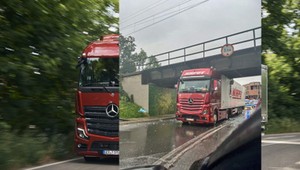 Kierowca ciężarówki zignorował ważny znak. Zablokował swój pojazd i przejazd