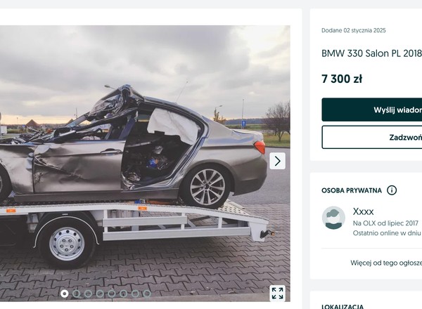 Możesz kupić wrak radiowozu, w którym stracił życie policjant. Tylko po co?
