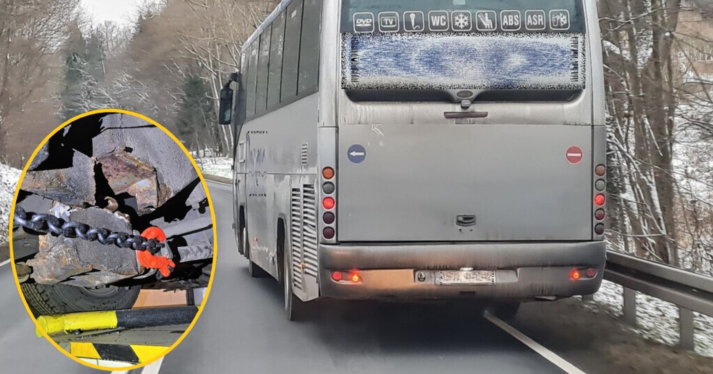 Inspektorzy ITD zatrzymali autobus, który zostawiał cztery ślady