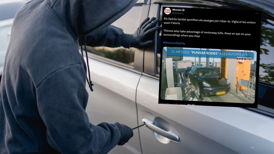 Hiszpańska policja pokazała, jak złodzieje kradną samochody na autostradzie AP-7 (fot. screen: Twitter/mossos)