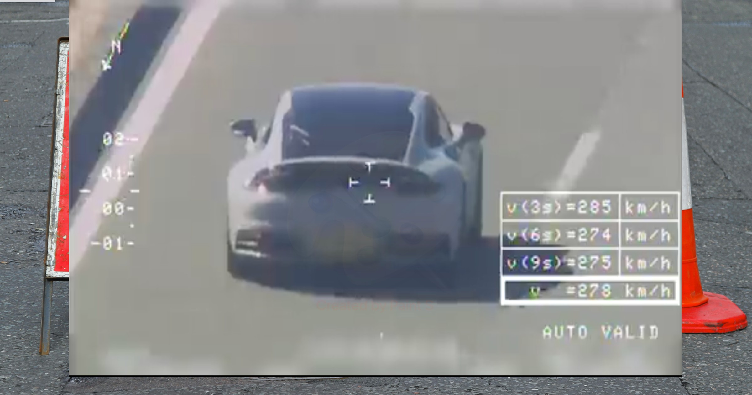 Porsche jadące 285 km/h