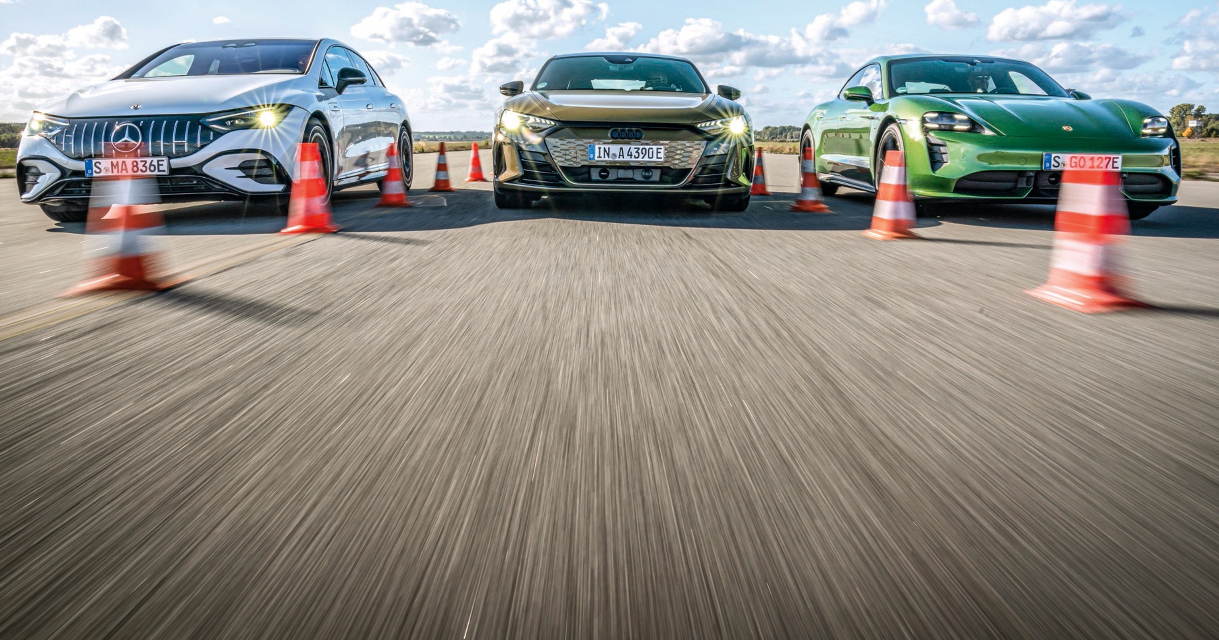 Audi RS e-tron GT, Mercedes-AMG EQE, Porsche Taycan Turbo - porównanie
