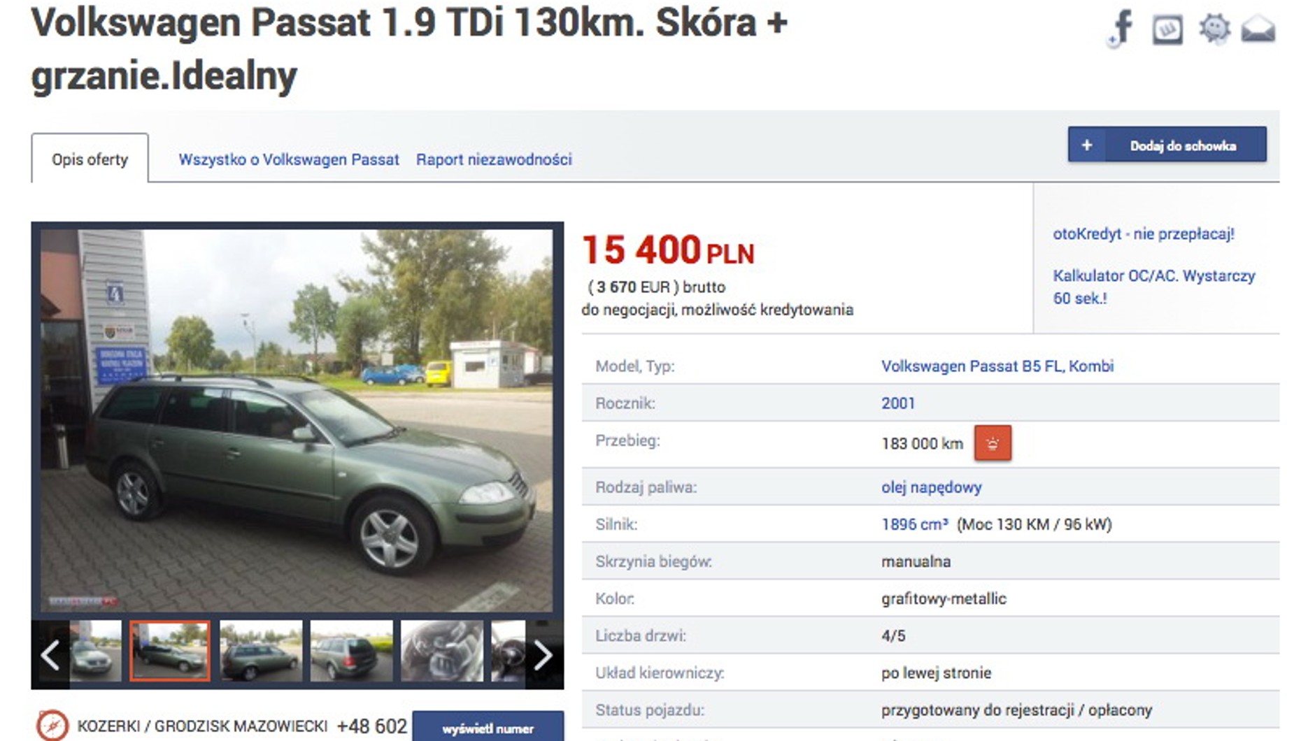 Wysoką cenę auta uzasadniał dobry stan techniczny.