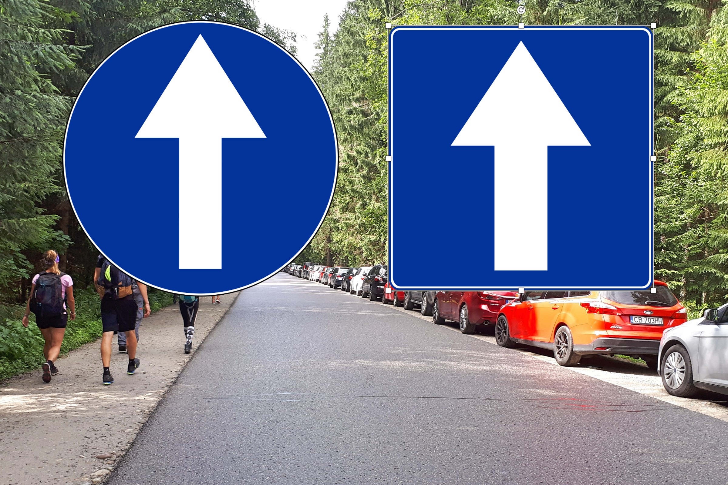 Znaki C-5 i D-3 są tak podobne, iż kierowcy głupieją. Stawką mandat 250 zł i 5 punktów karnych