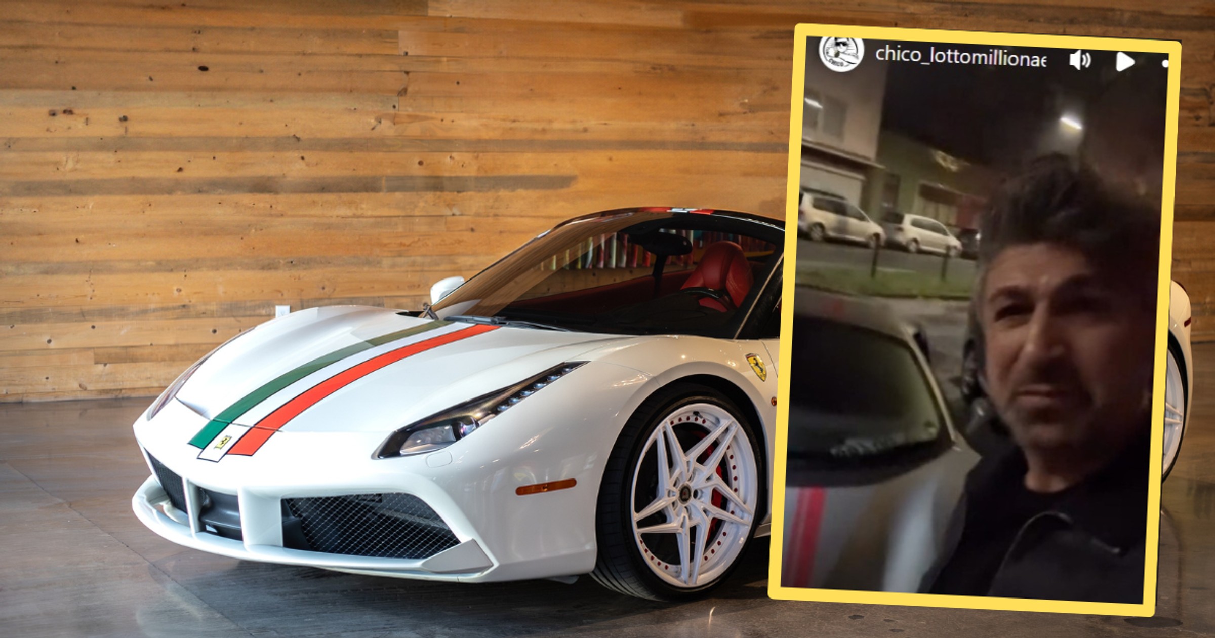 Ferrari Kursata Yildrima zostało ostrzelane — zdj. ilustracyjne (fot. w ramce: Instagram/chico_lottomillionaer) 