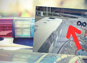 Kierowca autobusu z pełną prędkością wjechał w rogatkę. Później zaczął uciekać [WIDEO]