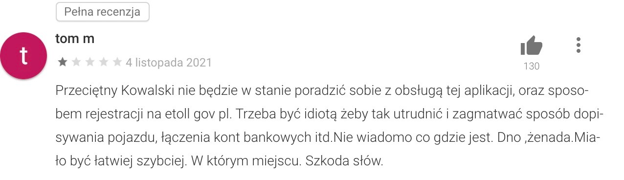 Opinia o e-Toll ze Sklepu Play