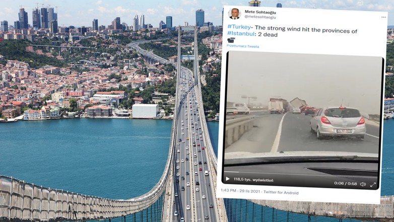 Potężna wichura w Stambule. Wiatr przewracał ciężarówki
